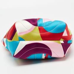 Pre Owned Coach Multicolor Printed Satin and Leather Hobo 