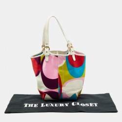 Pre Owned Coach Multicolor Printed Satin and Leather Hobo 