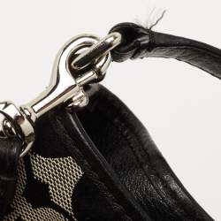 Coach Black/Grey Signature Canvas and Leather Shoulder Bag