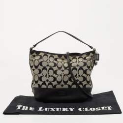 Coach Black/Grey Signature Canvas and Leather Shoulder Bag