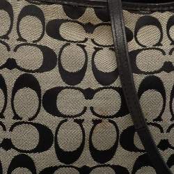 Coach Black/Grey Signature Canvas and Leather Shoulder Bag