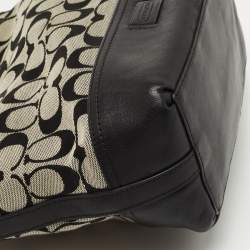 Coach Black/Grey Signature Canvas and Leather Shoulder Bag