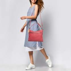 Pre Owned Coach Pink Leather Poppy Perri Hippie Crossbody Bag 