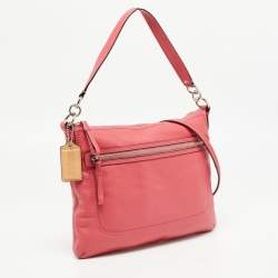 Pre Owned Coach Pink Leather Poppy Perri Hippie Crossbody Bag 