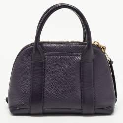 Pre Owned Coach Purple Pebbled Leather Mini Preston Satchel
