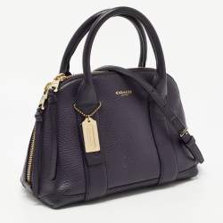 Pre Owned Coach Purple Pebbled Leather Mini Preston Satchel