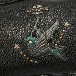 Pre Owned Coach Black Leather Bird Applique Crossbody Bag