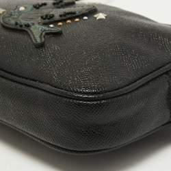 Pre Owned Coach Black Leather Bird Applique Crossbody Bag