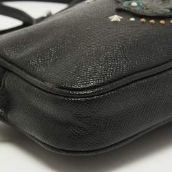 Pre Owned Coach Black Leather Bird Applique Crossbody Bag
