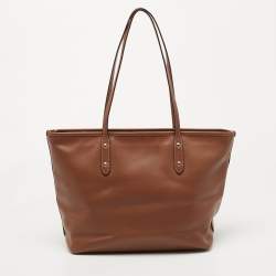 Pre Owned Coach Brown Leather City Top Zip Tote