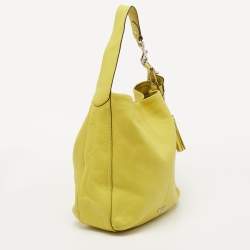 Pre Owned Coach Yellow Lime Leather Avery Hobo