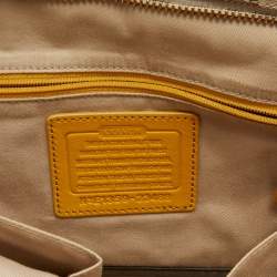 Coach Beige/Maroon Leather and Signature Canvas Shoulder Bag