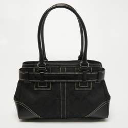 Coach Black Signature Canvas and Leather Hampton Tote