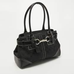 Coach Black Signature Canvas and Leather Hampton Tote