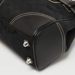 Coach Black Signature Canvas and Leather Hampton Tote