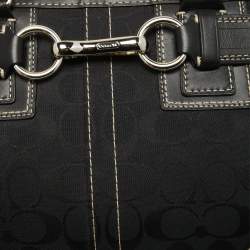 Coach Black Signature Canvas and Leather Hampton Tote