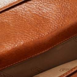 Coach Brown Signature Canvas and Leather Buckle Flap Wallet