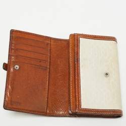 Coach Brown Signature Canvas and Leather Buckle Flap Wallet