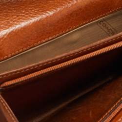 Coach Brown Signature Canvas and Leather Buckle Flap Wallet