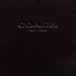 Pre Owned Coach Black Studded Leather Colorblock Trifold Wallet 