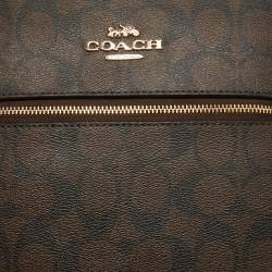 Pre Owned Coach Brown Signature Coated Canvas and Leather Rowan Messenger Bag