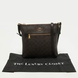 Pre Owned Coach Brown Signature Coated Canvas and Leather Rowan Messenger Bag