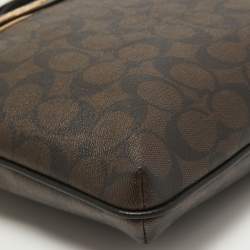 Pre Owned Coach Brown Signature Coated Canvas and Leather Rowan Messenger Bag
