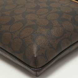 Pre Owned Coach Brown Signature Coated Canvas and Leather Rowan Messenger Bag
