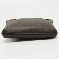 Pre Owned Coach Brown Signature Coated Canvas and Leather Rowan Messenger Bag