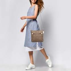 Coach Beige Signature Coated Canvas and Leather Rowan Messenger Bag