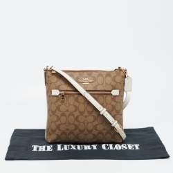 Coach Beige Signature Coated Canvas and Leather Rowan Messenger Bag