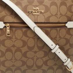 Coach Beige Signature Coated Canvas and Leather Rowan Messenger Bag