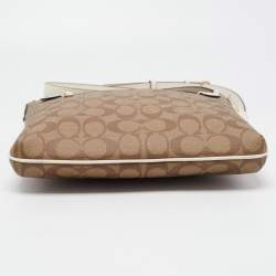 Coach Beige Signature Coated Canvas and Leather Rowan Messenger Bag