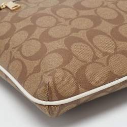 Coach Beige Signature Coated Canvas and Leather Rowan Messenger Bag