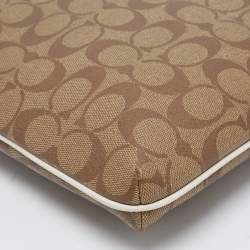 Coach Beige Signature Coated Canvas and Leather Rowan Messenger Bag