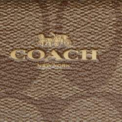 Coach Beige Signature Coated Canvas and Leather Double Zip Wristlet Pouch