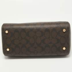 Pre Owned Coach Black/Beige Signature Coated Canvas and Leather Rowan Boston Bag