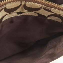 Pre Owned Coach Beige/White Signature Canvas Striped Crossbody Bag