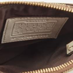 Pre Owned Coach Beige/White Signature Canvas Striped Crossbody Bag