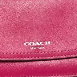 Pre Owned Coach Pink Leather Slim Envelope Continental Wallet