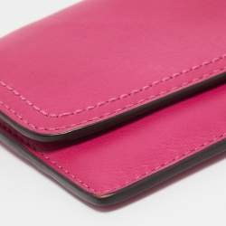 Pre Owned Coach Pink Leather Slim Envelope Continental Wallet