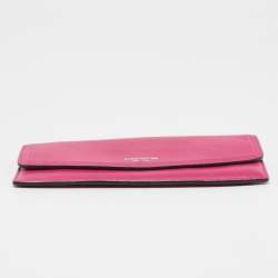 Pre Owned Coach Pink Leather Slim Envelope Continental Wallet