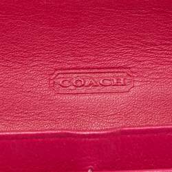 Pre Owned Coach Pink Leather Slim Envelope Continental Wallet