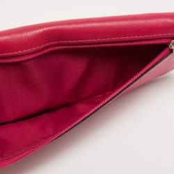 Pre Owned Coach Pink Leather Slim Envelope Continental Wallet