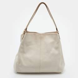 Pre Owned Coach Cream Leather Phoebe Shoulder Bag