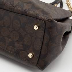 Coach Brown/Black Signature Coated Canvas Sage Carryall Satchel