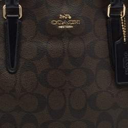 Coach Brown/Black Signature Coated Canvas Sage Carryall Satchel