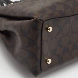 Coach Brown/Black Signature Coated Canvas Sage Carryall Satchel