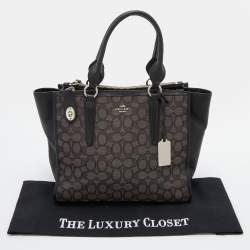 Coach Grey/Black Signature Canvas and Leather Carryall Tote