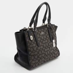 Coach Grey/Black Signature Canvas and Leather Carryall Tote